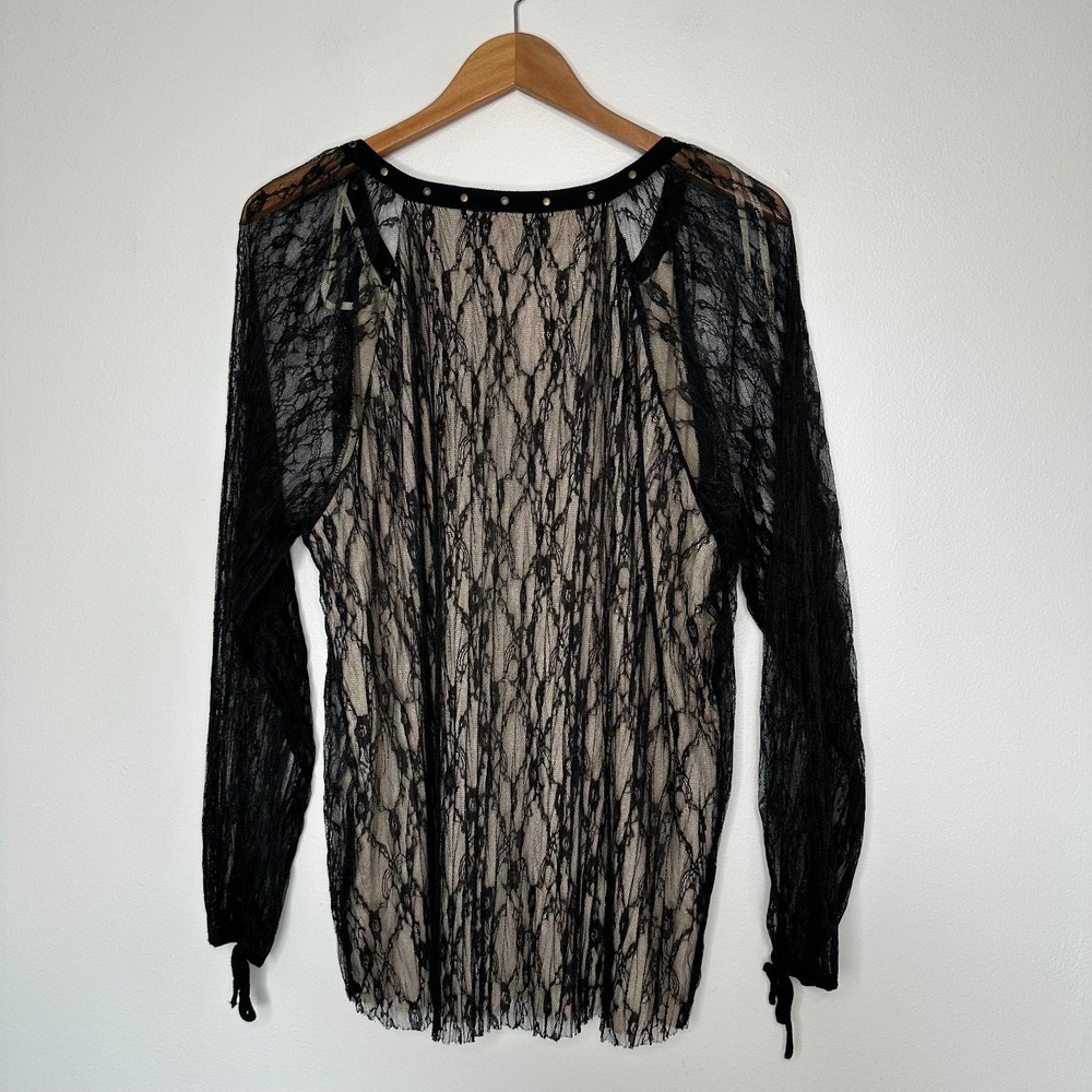 Gimmicks Lace Illusion Grommet Top XL Black Whimsigoth Fairycore - Picture 6 of 16